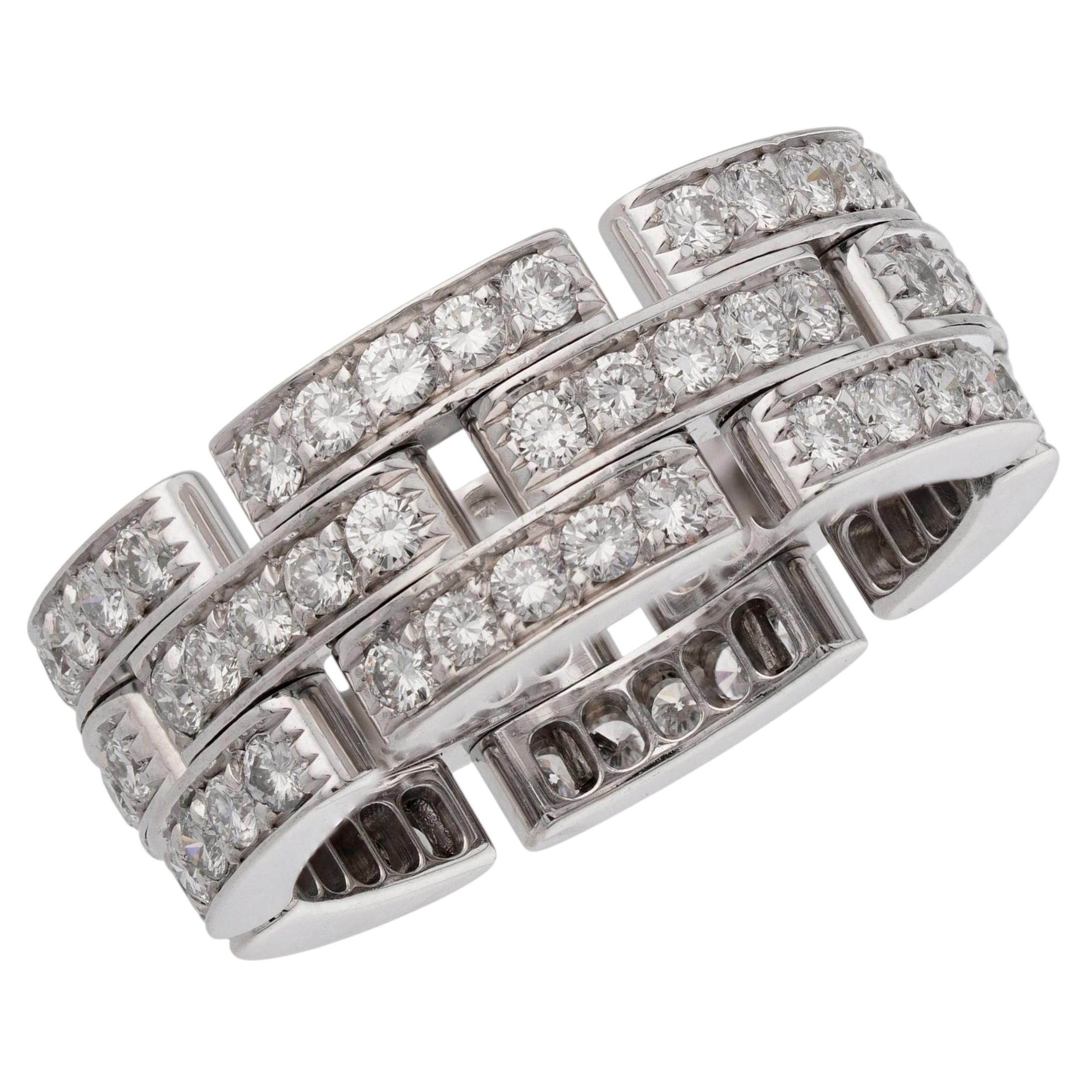 CARTIER Maillon Panthere Full Diamond White Gold Ring 52