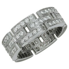 Cartier Maillon Panthere Full Pave Set Diamond White Gold 3-Row Ring Box Papers