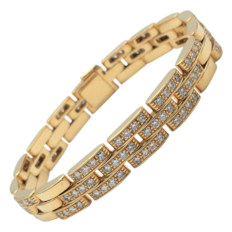 Cartier 'Maillon Panthère' Gold and Diamond Link Bracelet at 1stDibs
