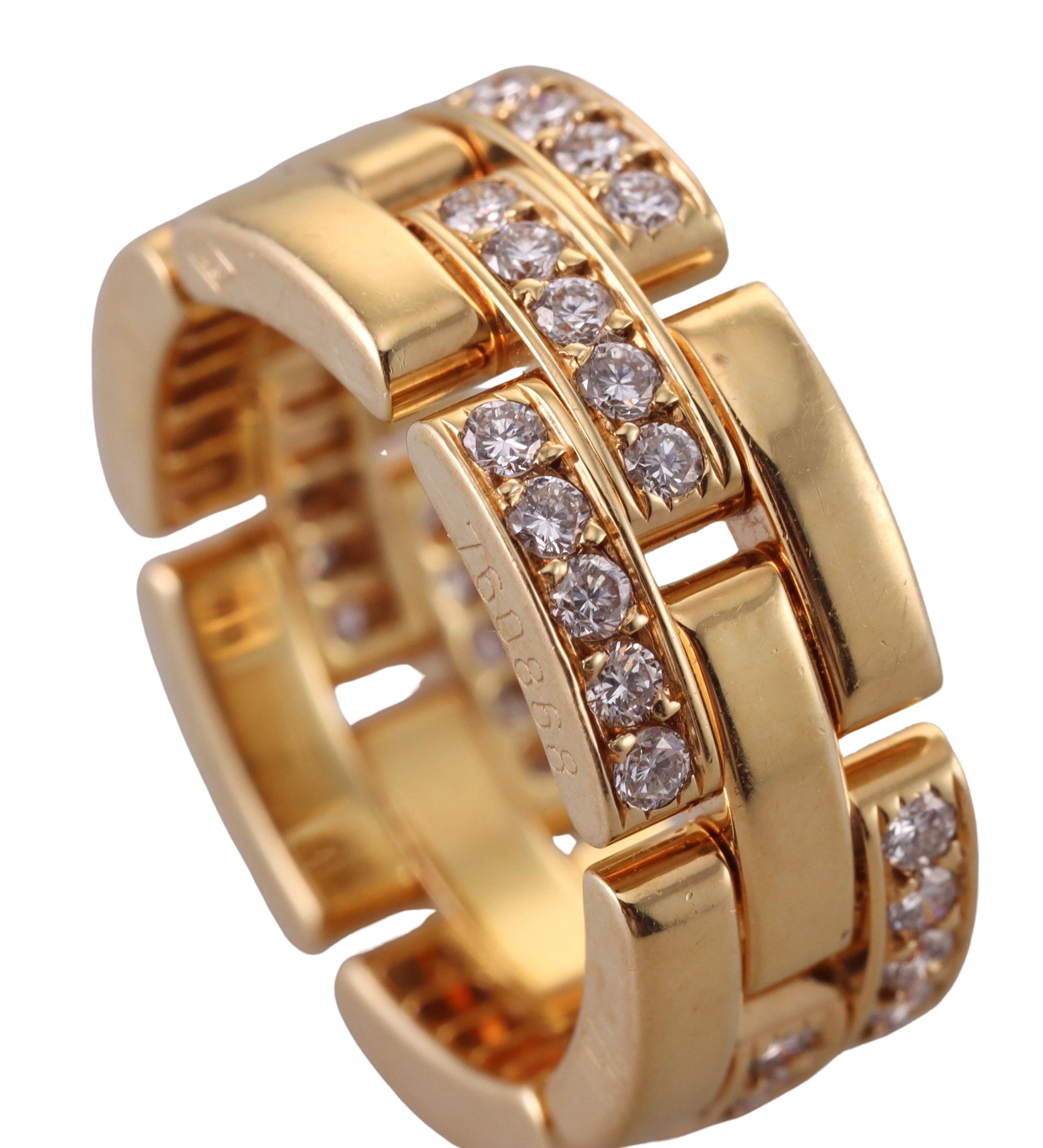 Cartier Maillon Panthere Gold Diamond Band Ring In Excellent Condition For Sale In New York, NY