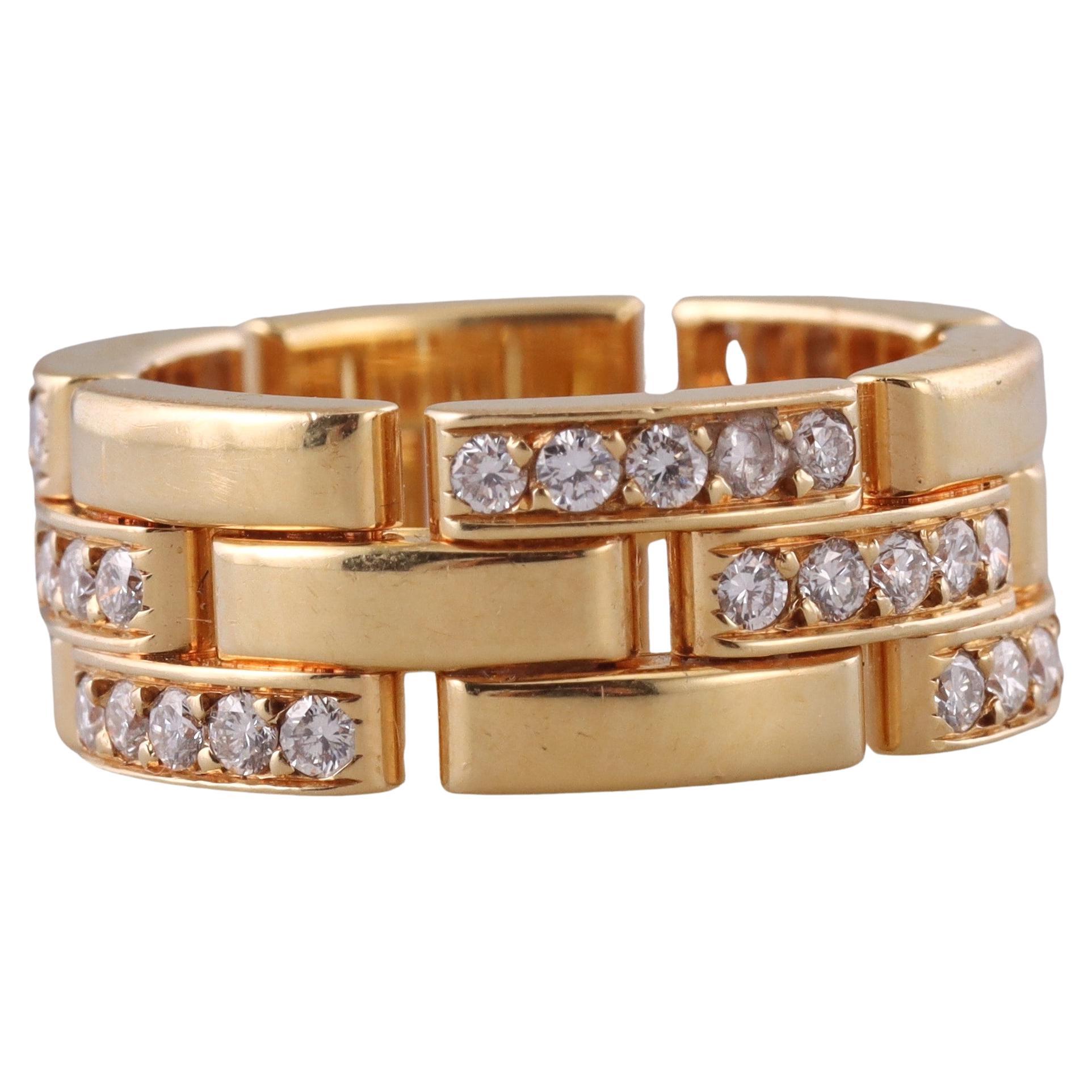 Cartier Maillon Panthere Gold Diamond Band Ring For Sale