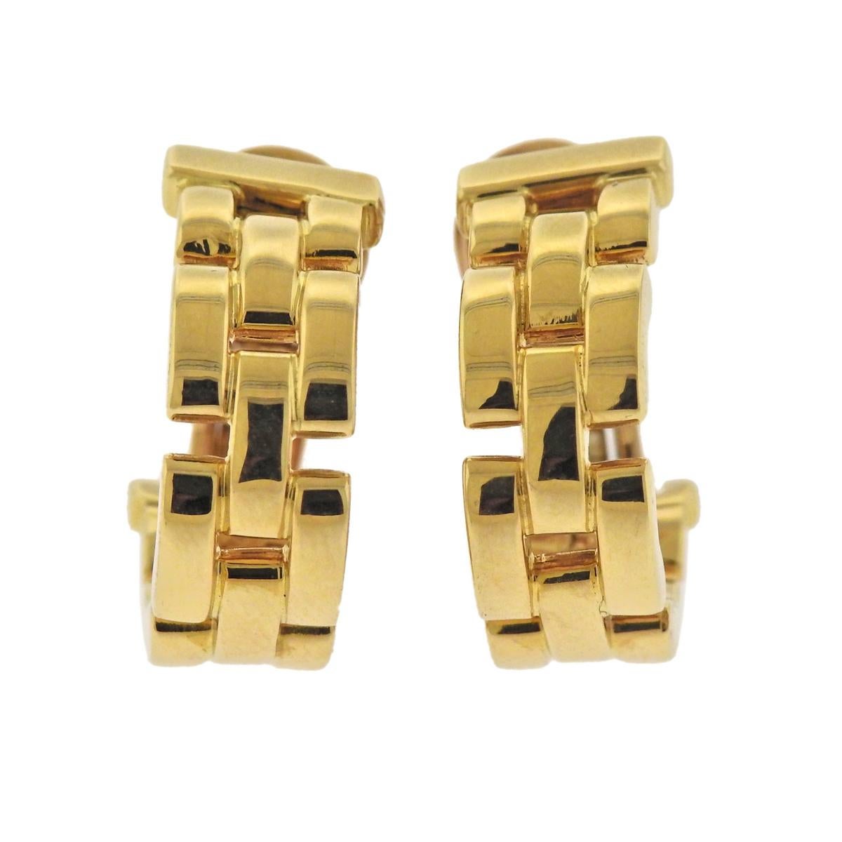  Pair of 18k yellow gold Maillon Panthere earrings crafted by Cartier.  Earrings are 18mm x 7mm wide, weigh 13.8 grams. Marked: Cartier, 750, C4503.