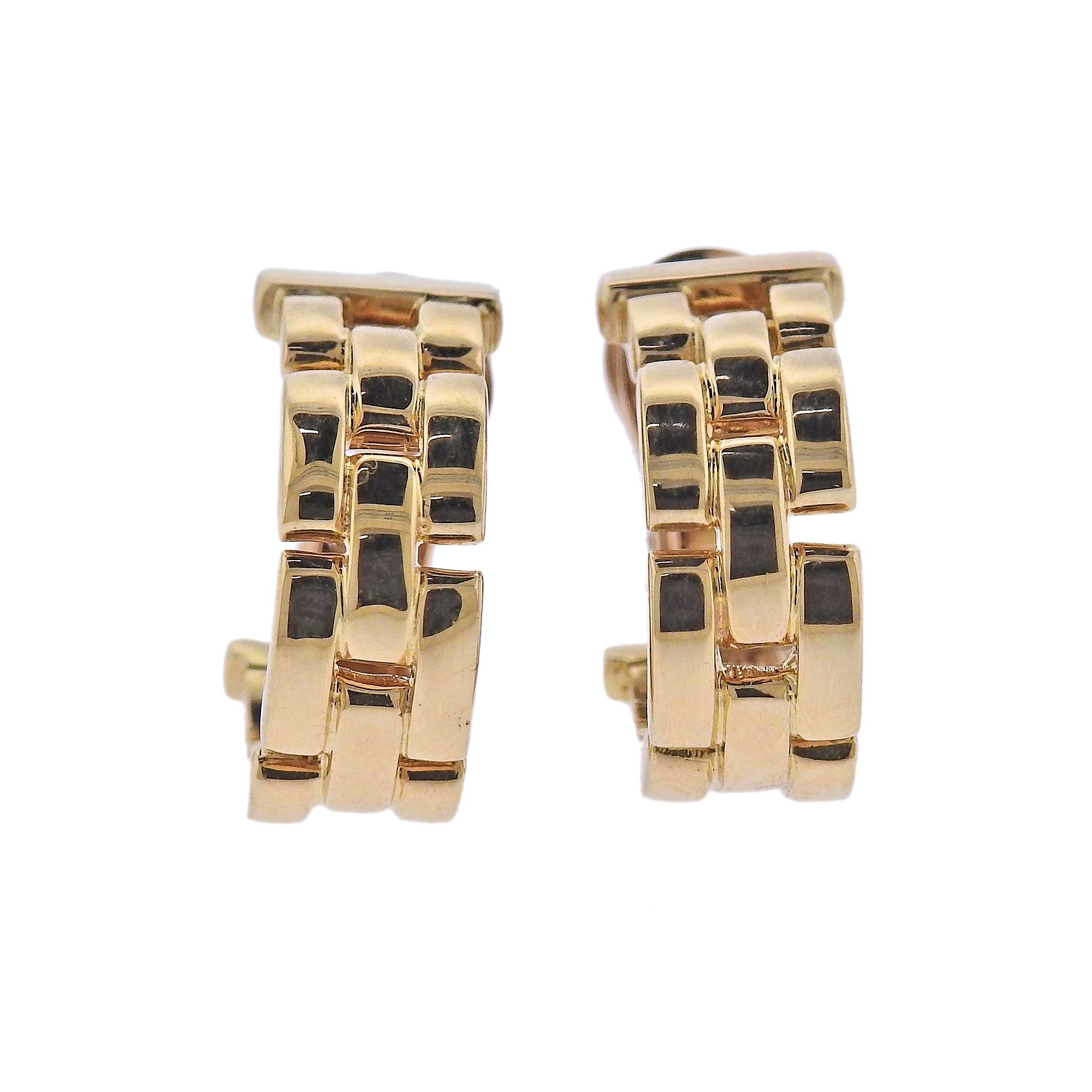 maillon Panthere-Ohrringe aus 18 Karat Gelbgold von Cartier. Die Ohrringe sind 18 mm x 8 mm groß.  Gezeichnet: Cartier, 1992, D16305, 750. Gewicht - 13,5 Gramm.
