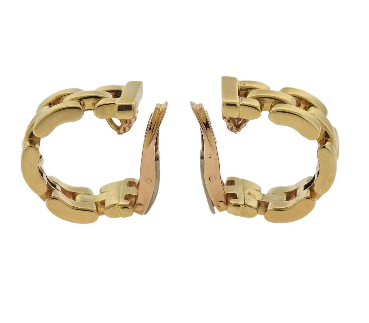 Cartier Maillon Panthere Gold Hoop Earrings In Excellent Condition In Lambertville, NJ