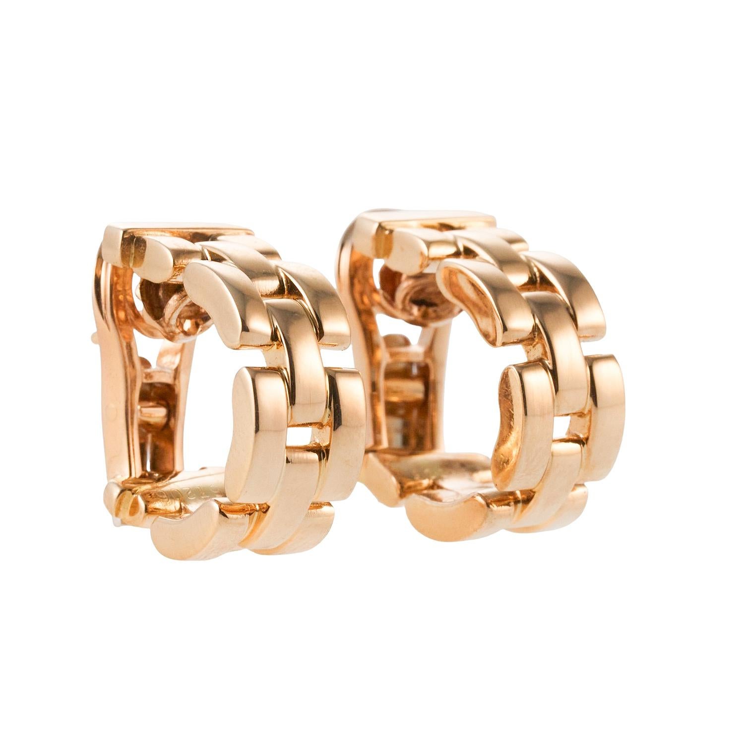 Cartier Maillon Panthere Gold Hoop Earrings For Sale