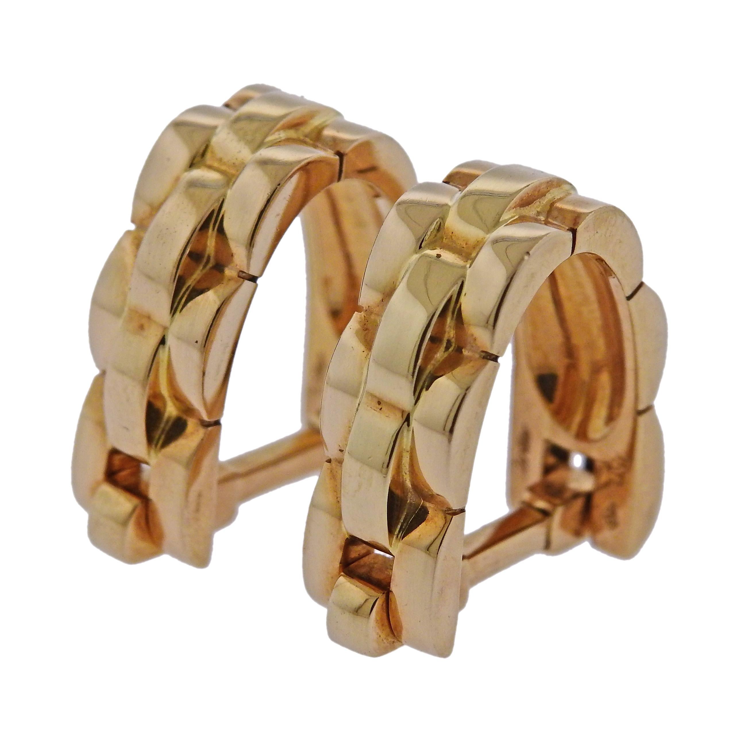 Cartier Maillon Panthere Gold Stirrup Cufflinks For Sale