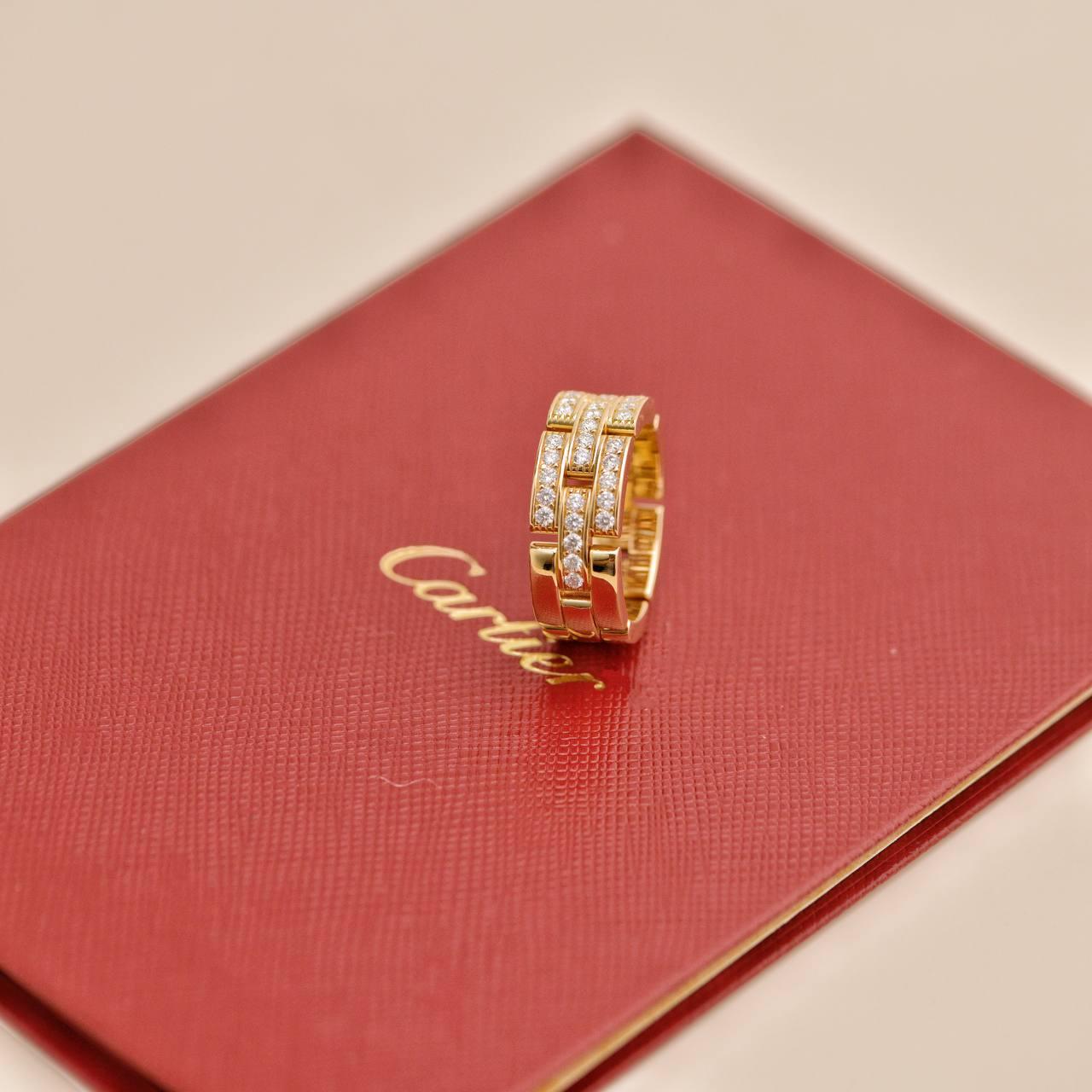 Cartier Maillon Panthère Bague en or jaune 18 carats diamant demi pavé Taille 54 Excellent état - En vente à Banbury, GB