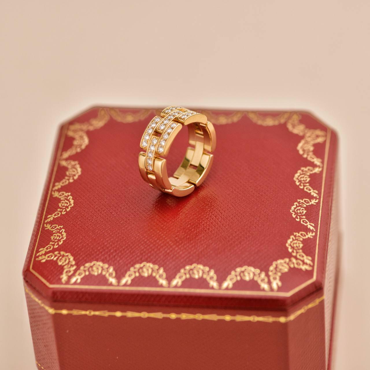 Cartier Maillon Panthère Bague en or jaune 18 carats diamant demi pavé Taille 54 Unisexe en vente
