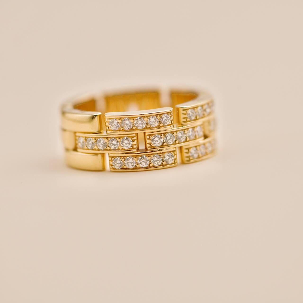 Cartier Maillon Panthère Bague en or jaune 18 carats diamant demi pavé Taille 54 en vente 2