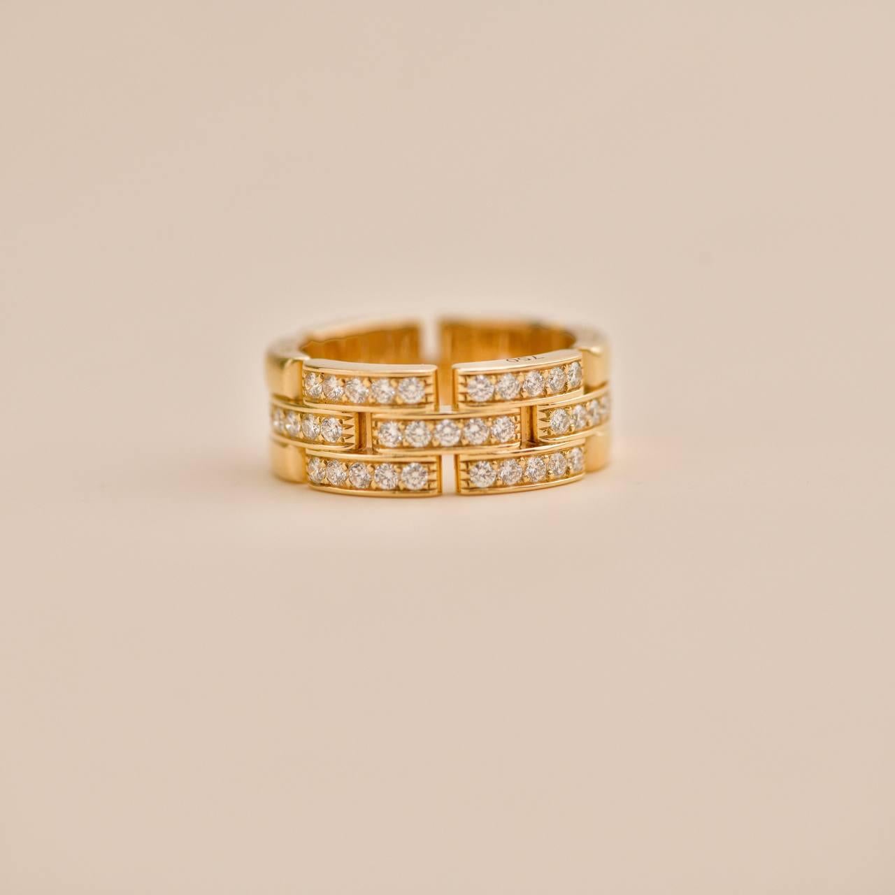 Cartier Maillon Panthère Bague en or jaune 18 carats diamant demi pavé Taille 54 en vente 3