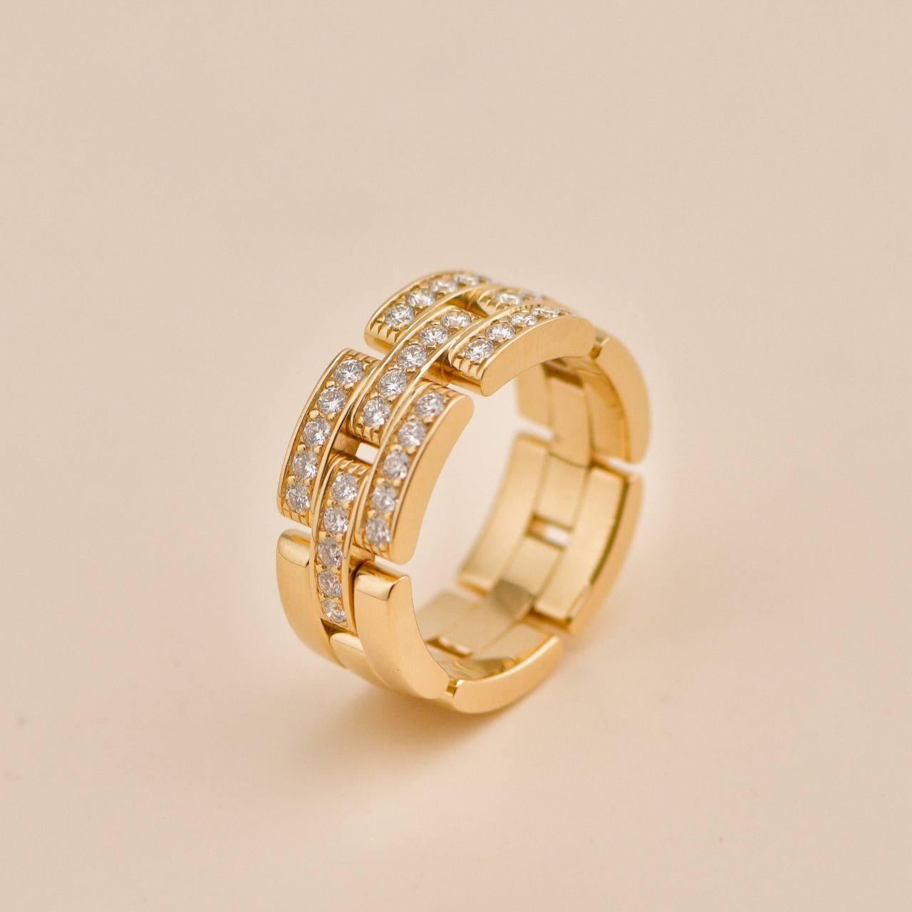 Cartier Maillon Panthère Bague en or jaune 18 carats diamant demi pavé Taille 54 en vente 4