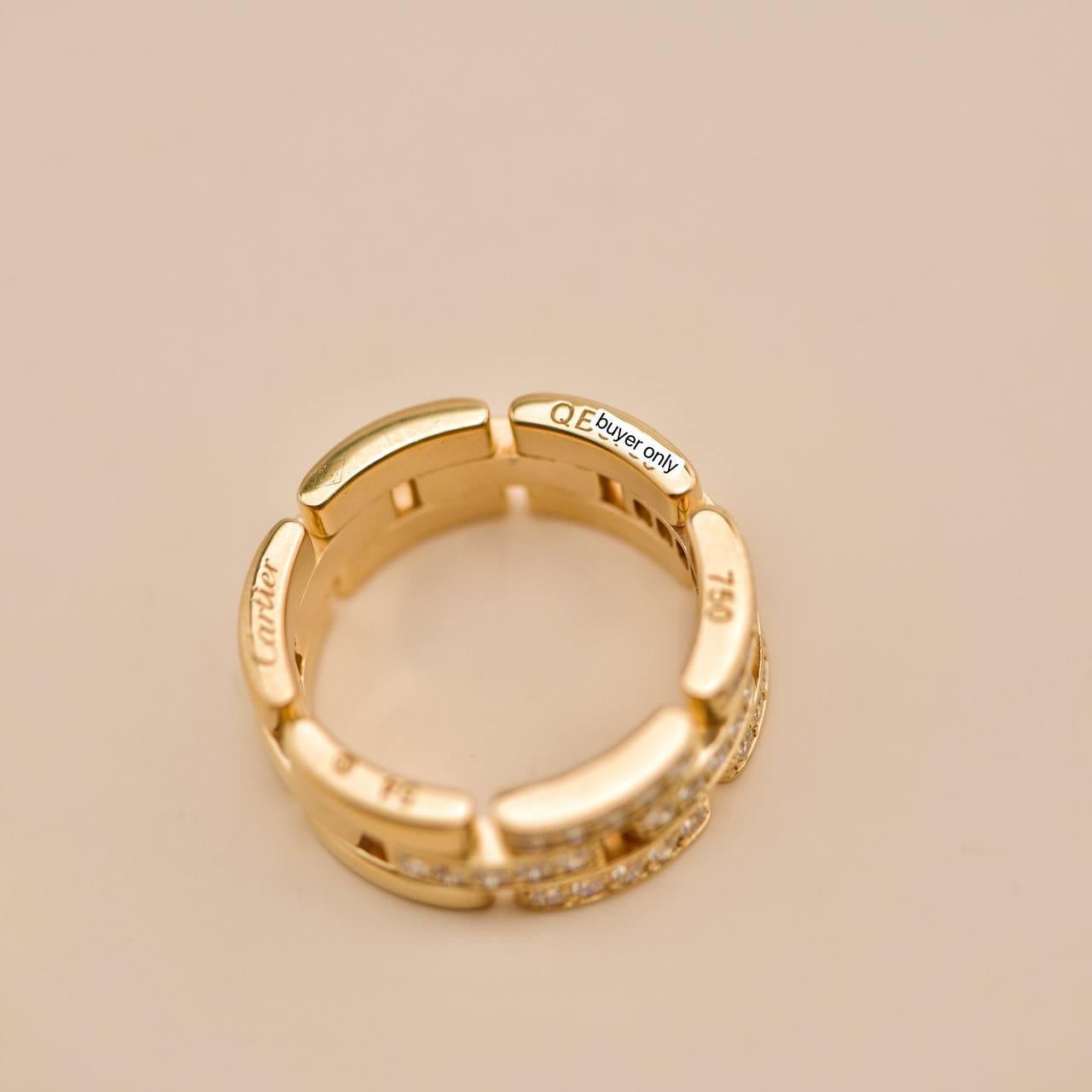 Cartier Maillon Panthère Bague en or jaune 18 carats diamant demi pavé Taille 54 en vente 5