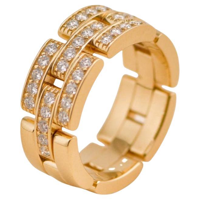 Cartier Maillon Panthère Bague en or jaune 18 carats diamant demi pavé Taille 54 en vente