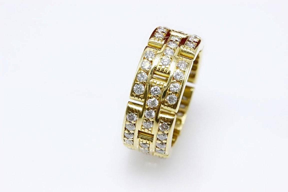 Cartier Maillon Panthere Link Diamond Three-Row 18 Karat Wedding Band 2