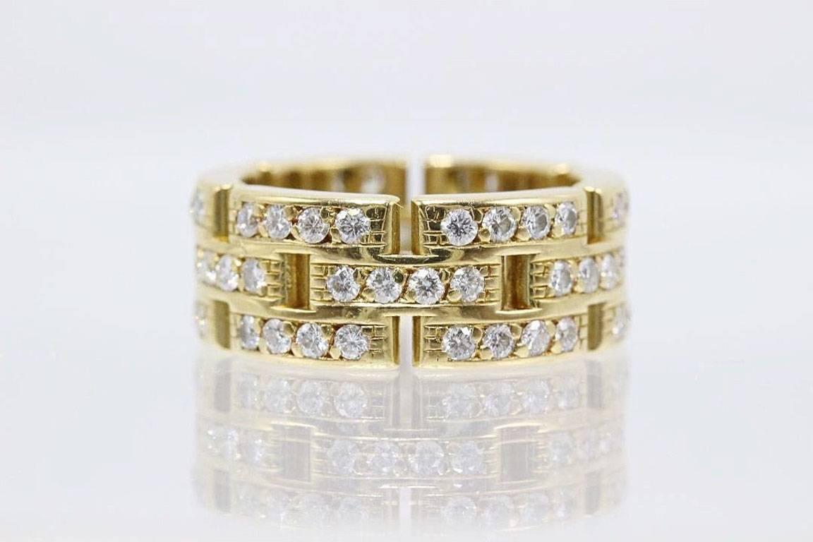 Cartier Maillon Panthere Link Diamond Three-Row 18 Karat Wedding Band 1
