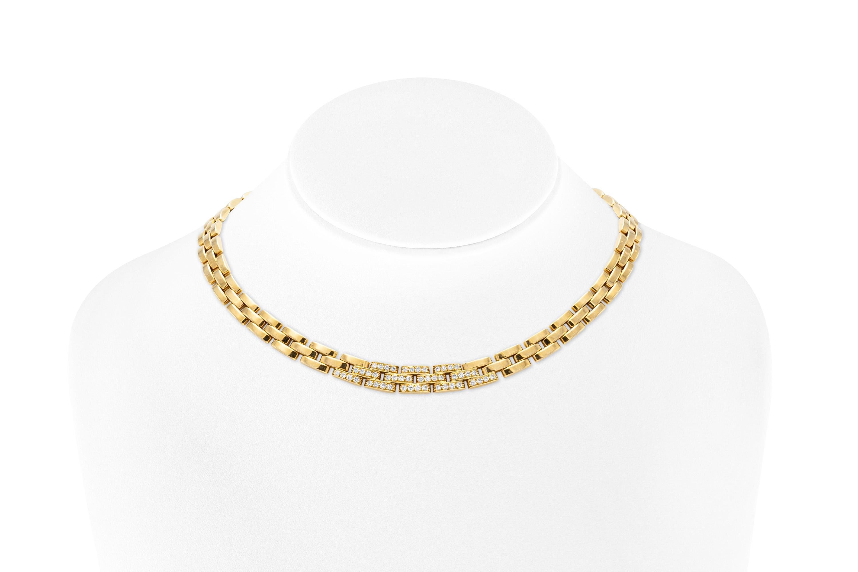 Taille ronde Cartier Collier panthère maillon avec maillons en diamants en vente