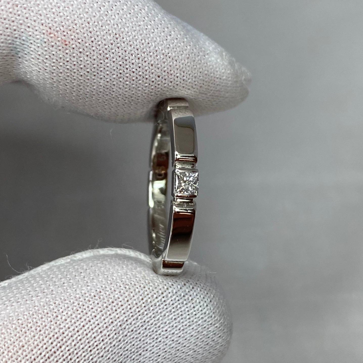 Cartier Maillon Panthere Princess Cut Diamond 18 Karat White Gold Band Ring 49  In Excellent Condition For Sale In Birmingham, GB