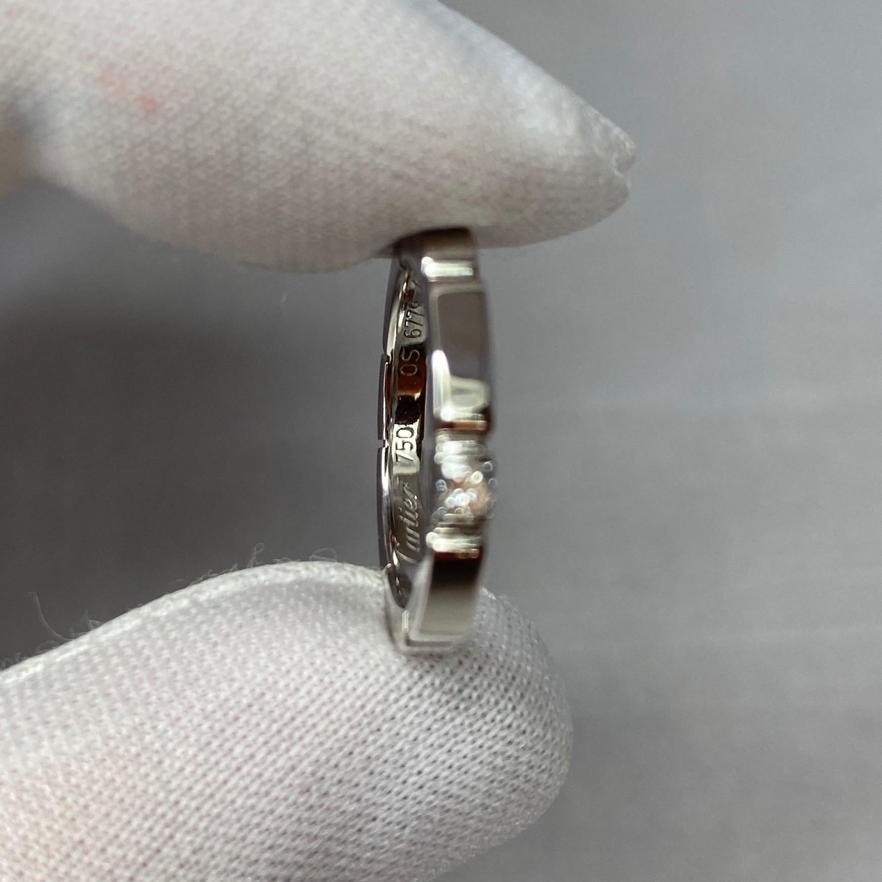 Women's Cartier Maillon Panthere Princess Cut Diamond 18 Karat White Gold Band Ring 49  For Sale