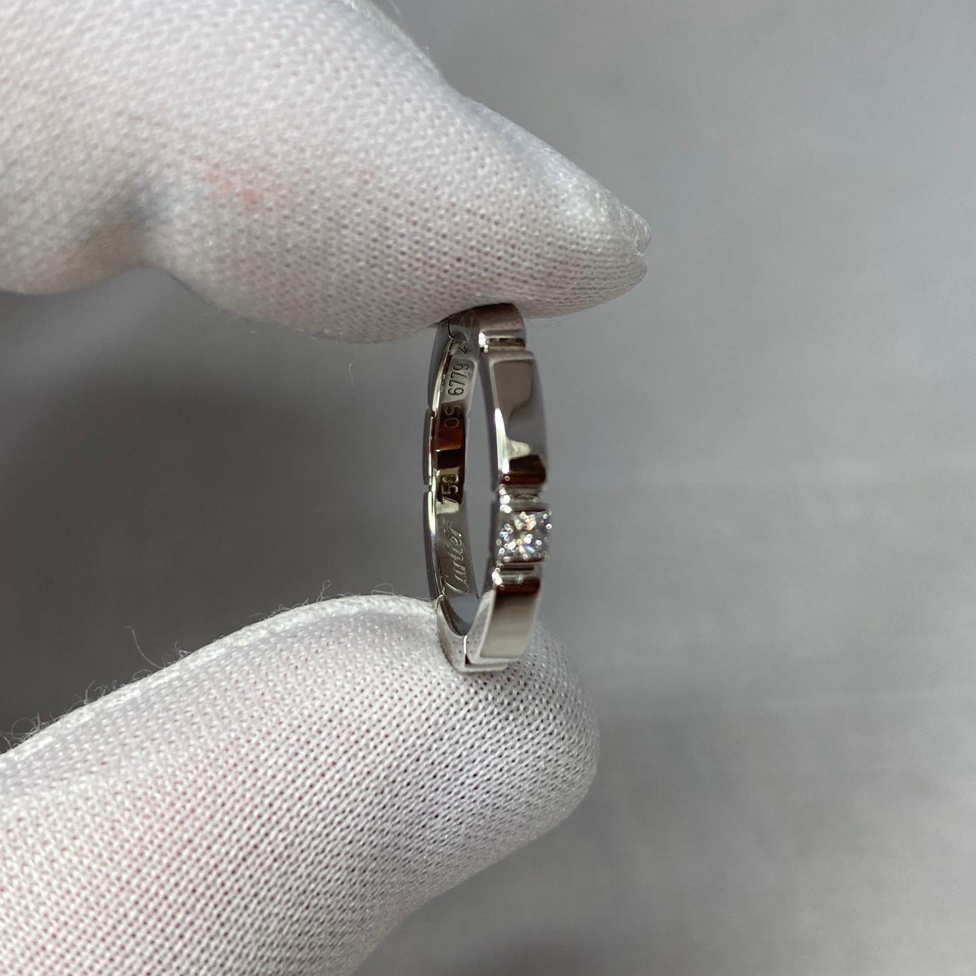 Cartier Maillon Panthere Princess Cut Diamond 18 Karat White Gold Band Ring 49  For Sale 2