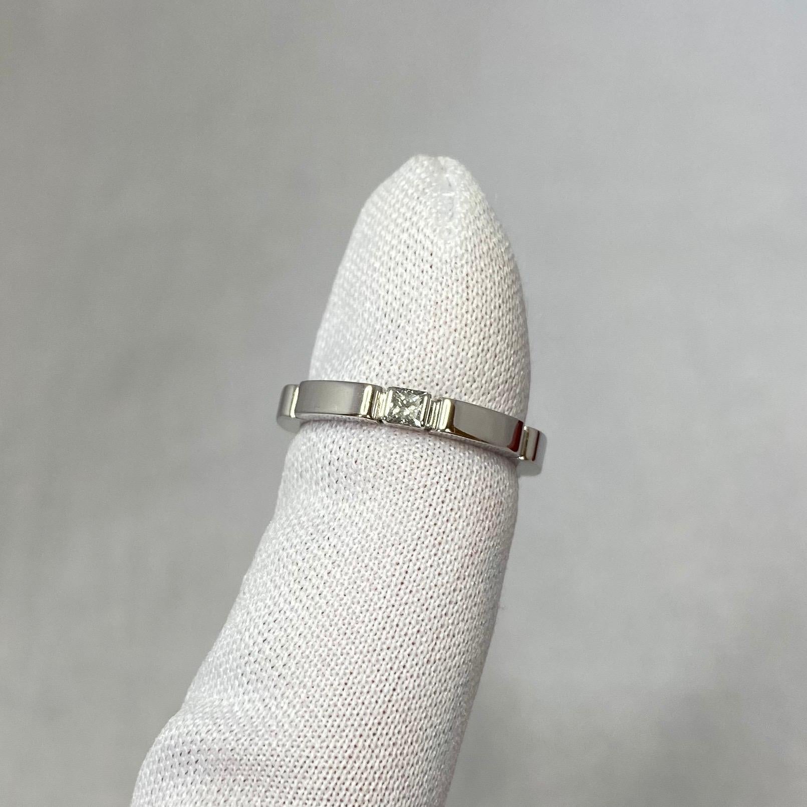 Cartier Maillon Panthere Princess Cut Diamond 18 Karat White Gold Band Ring For Sale 1
