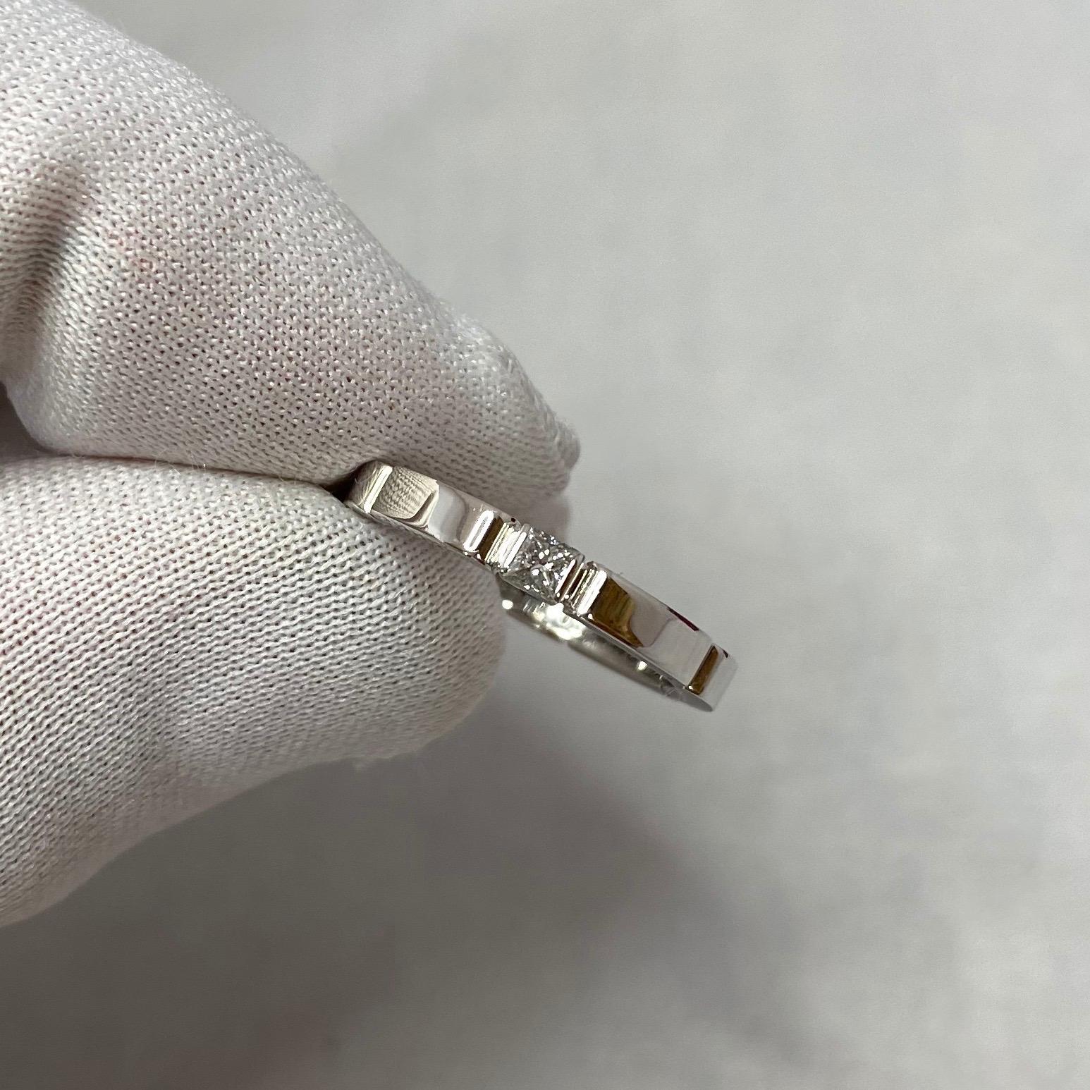 Cartier Maillon Panthere Princess Cut Diamond 18 Karat White Gold Band Ring For Sale 2