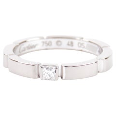 Used Cartier Maillon Panthere Princess Cut Diamond 18 Karat White Gold Band Ring