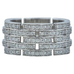 Cartier Maillon Panthère Ring 18K WG fünf Reihen gepflastert Größe 55