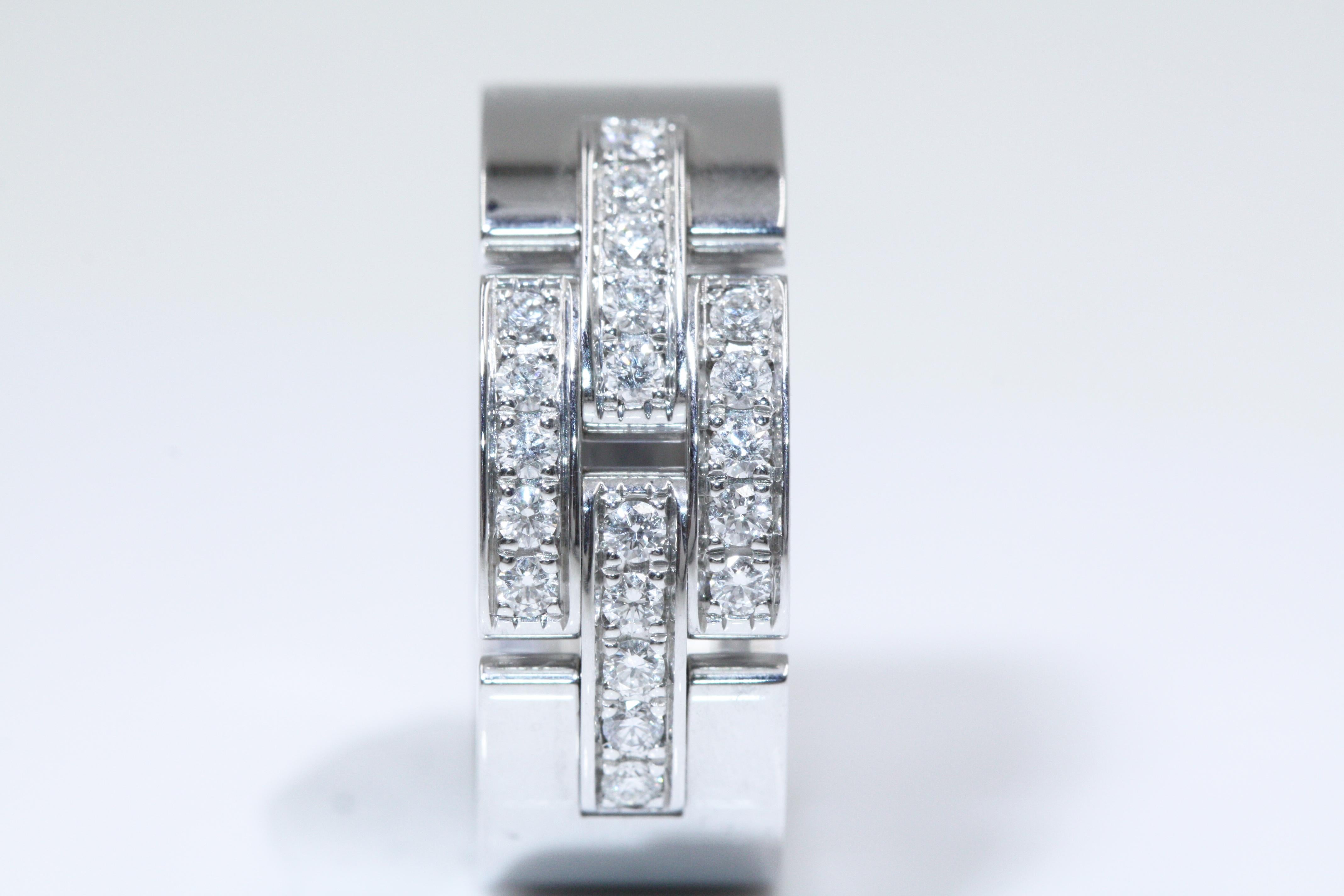 Women's Cartier Maillon Panthère Ring, 18 Karat White Gold with Diamond For Sale