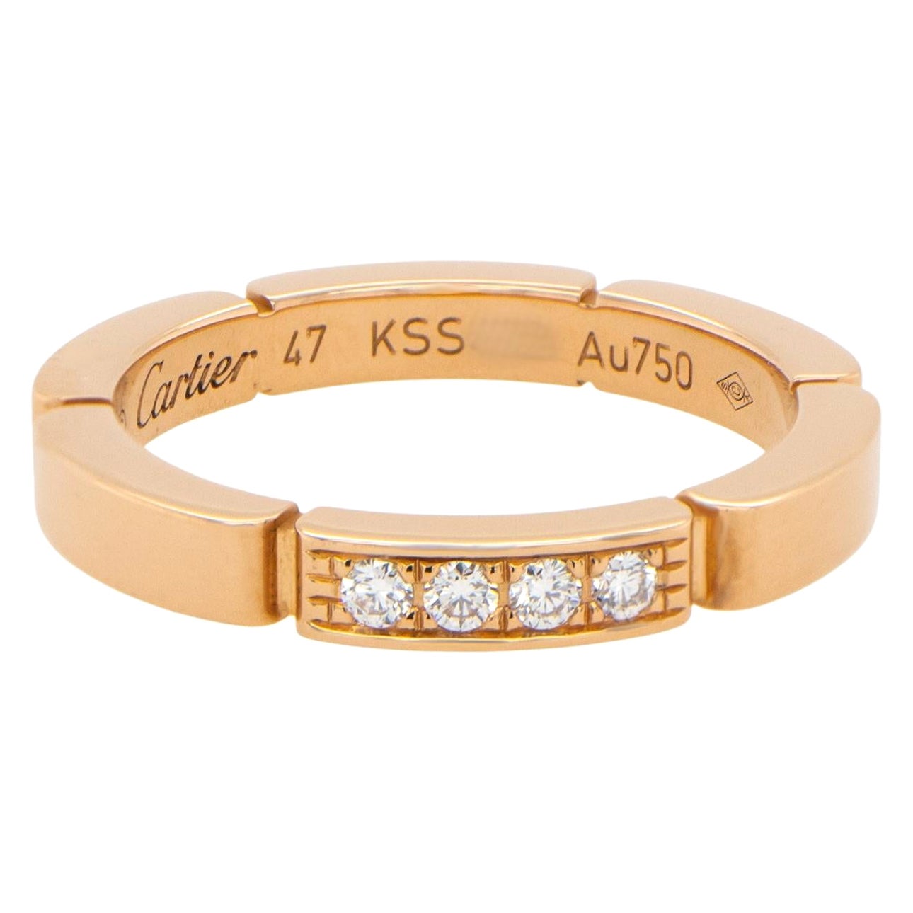 Cartier Maillon Panthere-Ring aus 18 Karat Gold mit 4 Diamanten in Originalverpackung