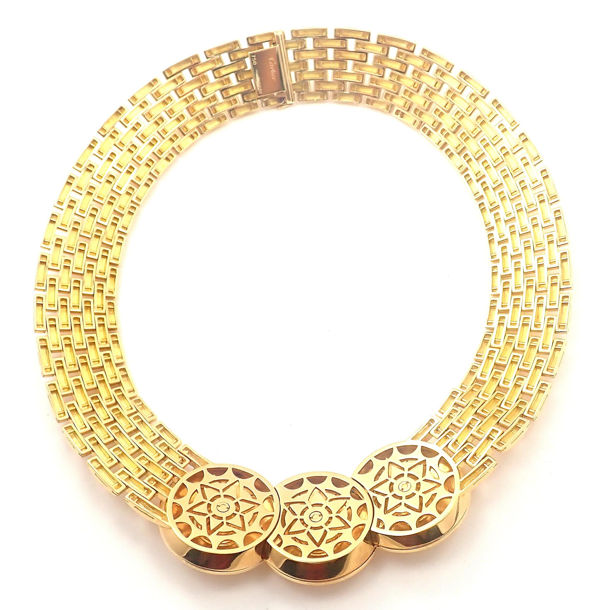 Brilliant Cut Cartier Maillon Panthere Seven-Row Diamond Yellow Gold Necklace For Sale