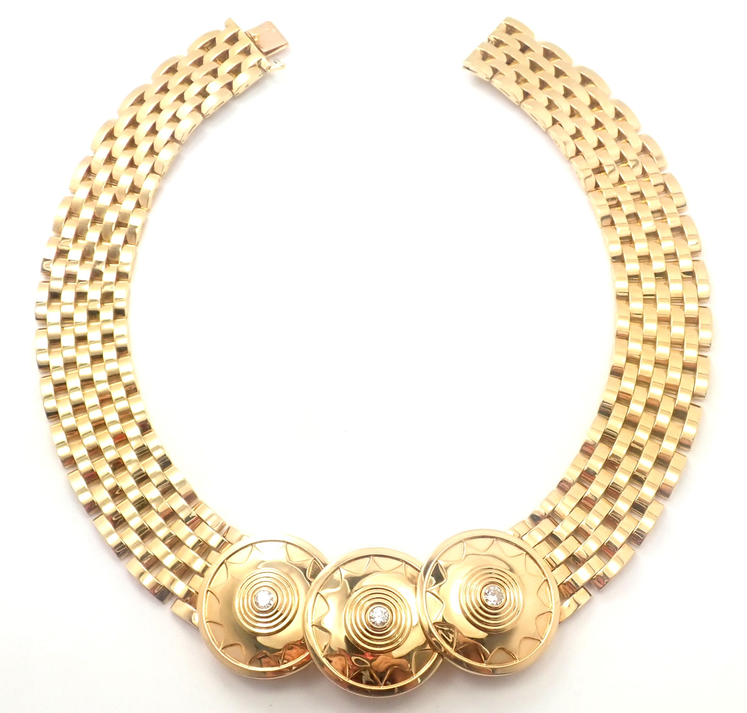 Cartier Maillon Panthere Seven-Row Diamond Yellow Gold Necklace In Excellent Condition For Sale In Holland, PA