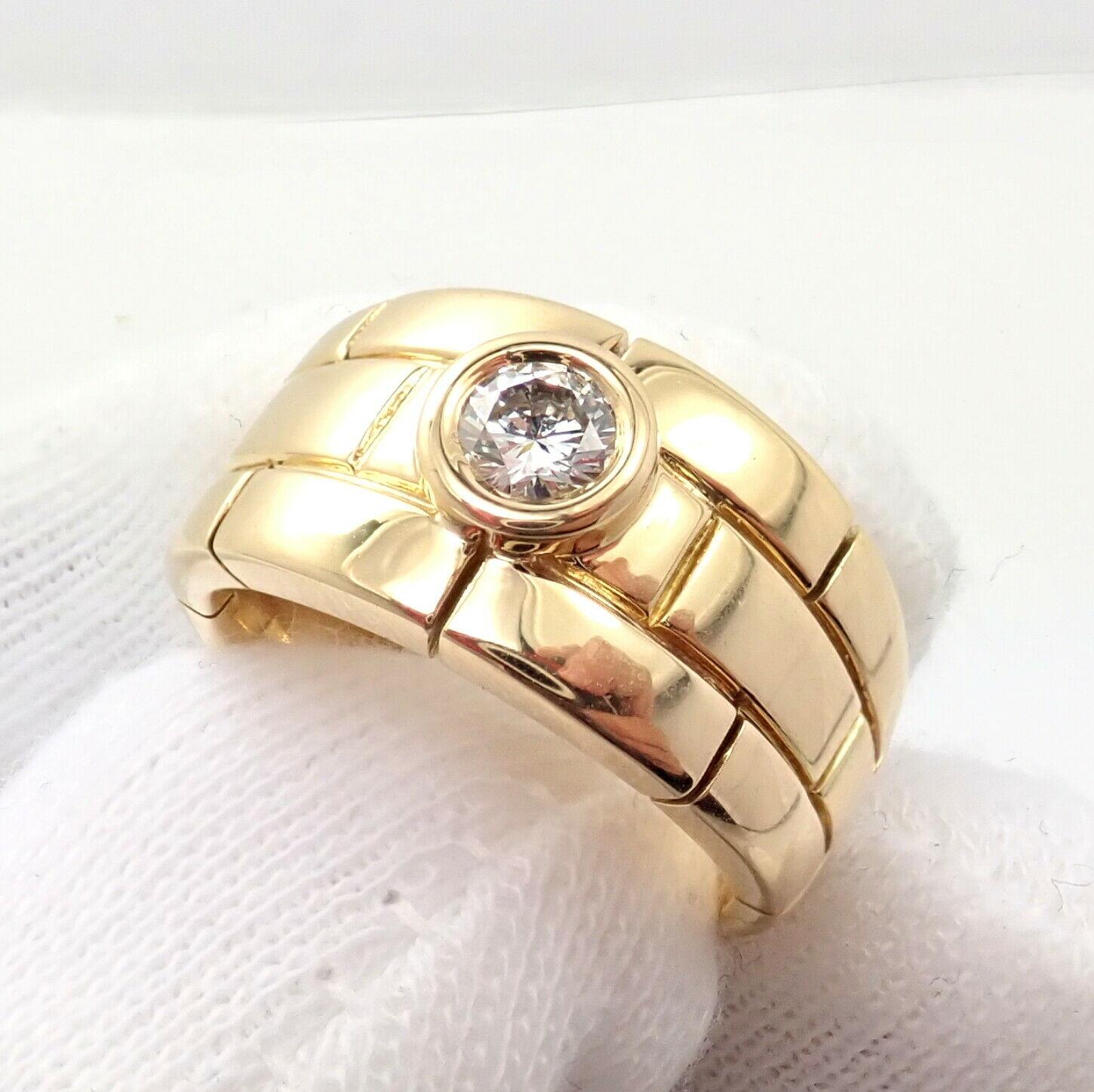 Brilliant Cut Cartier Maillon Panthere Solitare Diamond Gold Band Ring