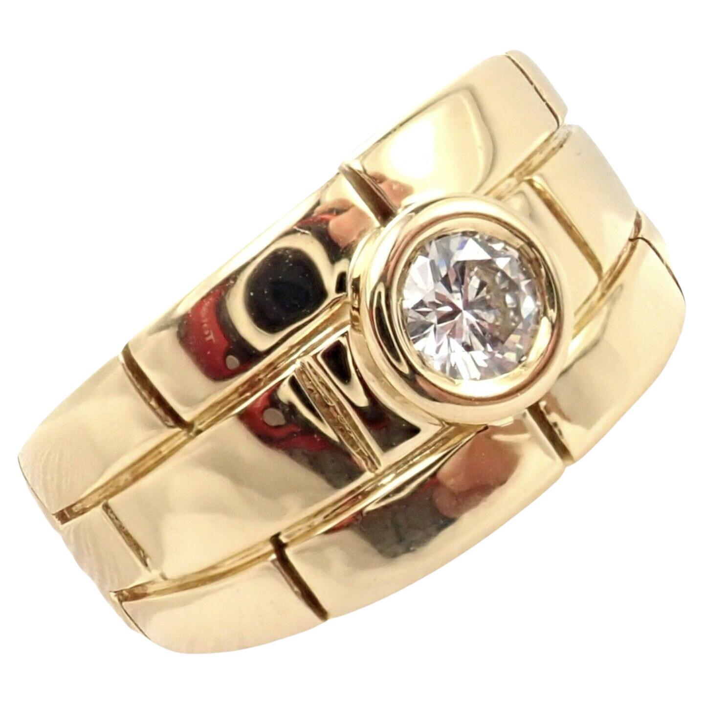 Cartier Maillon Panthere Solitare Diamond Gold Band Ring