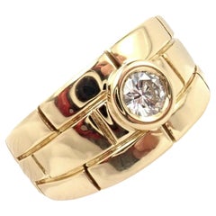 Vintage Cartier Maillon Panthere Solitare Diamond Gold Band Ring