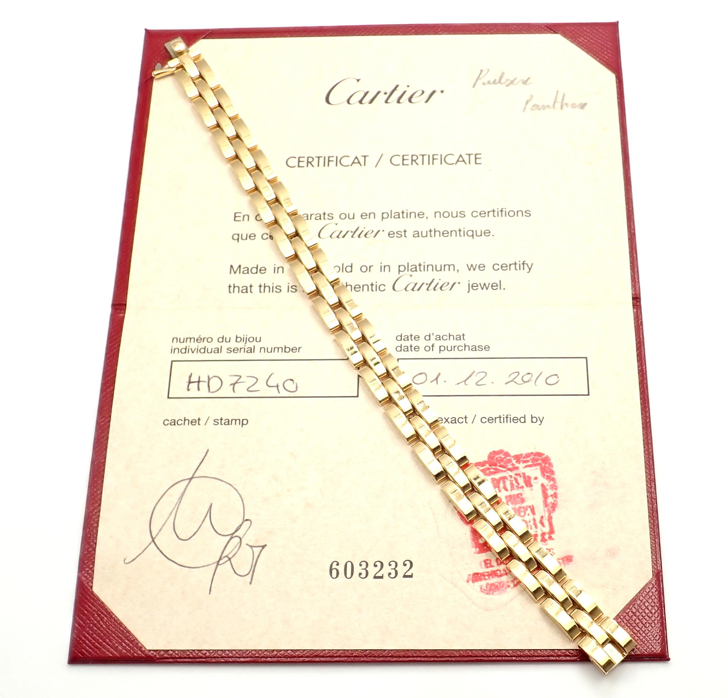 Cartier Maillon Panthere Three-Row Link Gold Bracelet 7
