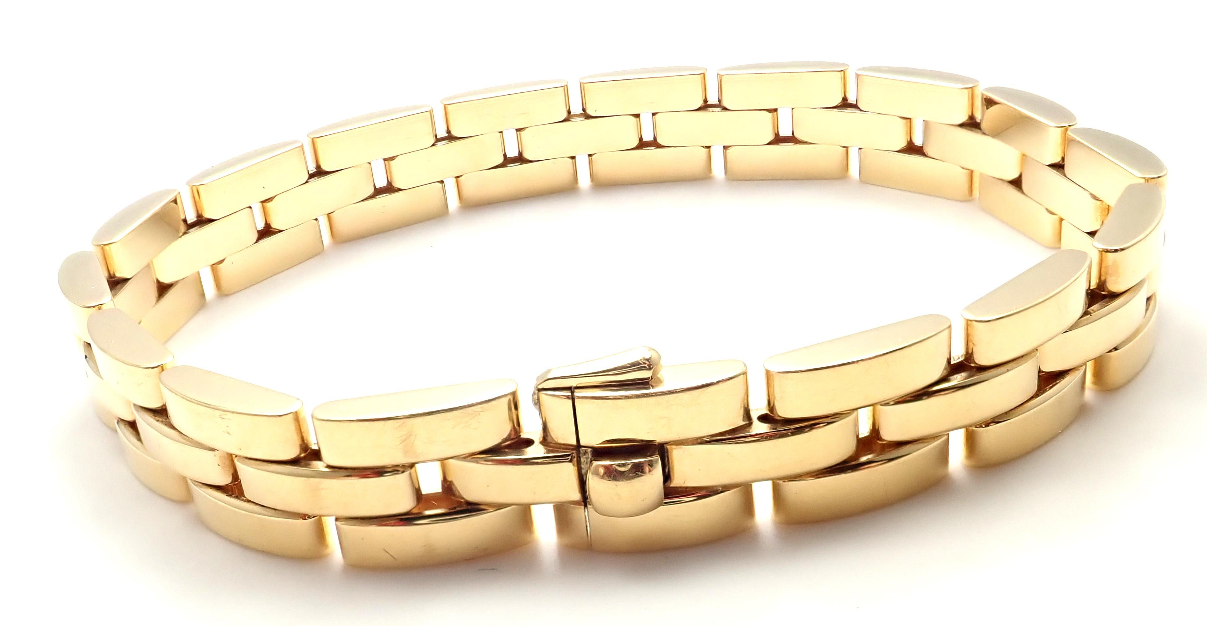 Cartier Maillon Panthere Three-Row Link Gold Bracelet In New Condition In Holland, PA