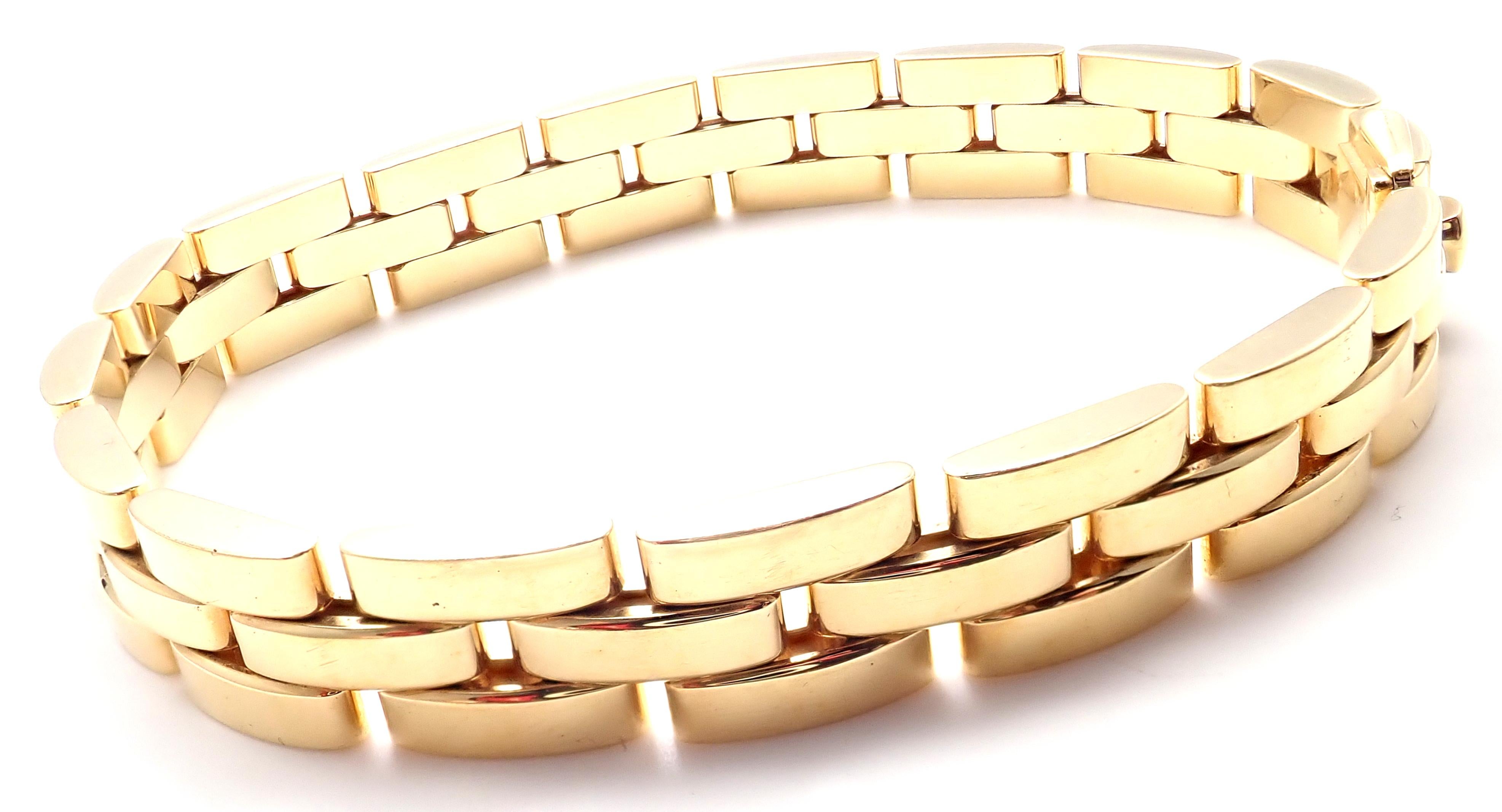 Women's or Men's Cartier Maillon Panthere Three-Row Link Gold Bracelet