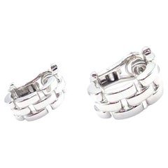 Cartier Maillon Panthere Three Row Link Hoop White Gold Earrings