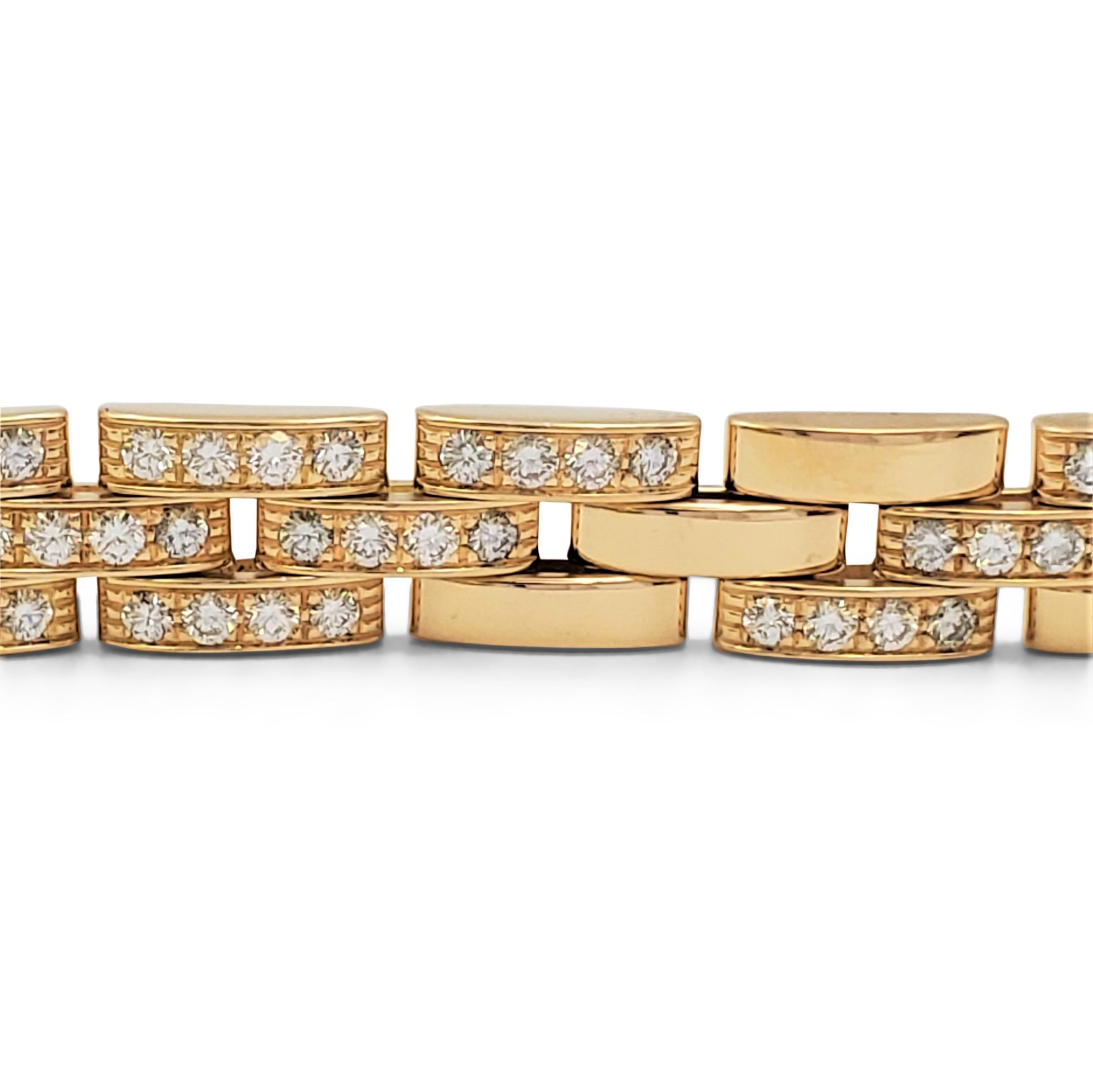 Women's Cartier 'Maillon Panthere' Three-Row Yellow Gold and Diamond Bracelet
