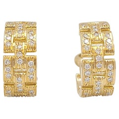 Cartier 'Maillon Panthère' Three-Row Yellow Gold and Diamond Earrings