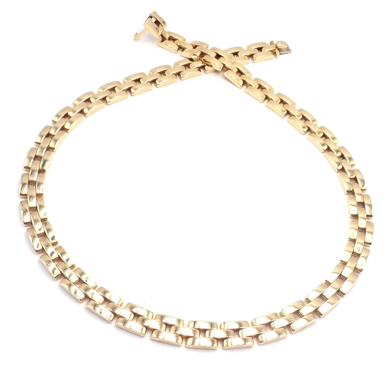 Cartier Maillon Panthere Dreireihige Gelbgold-Halskette im Angebot 1