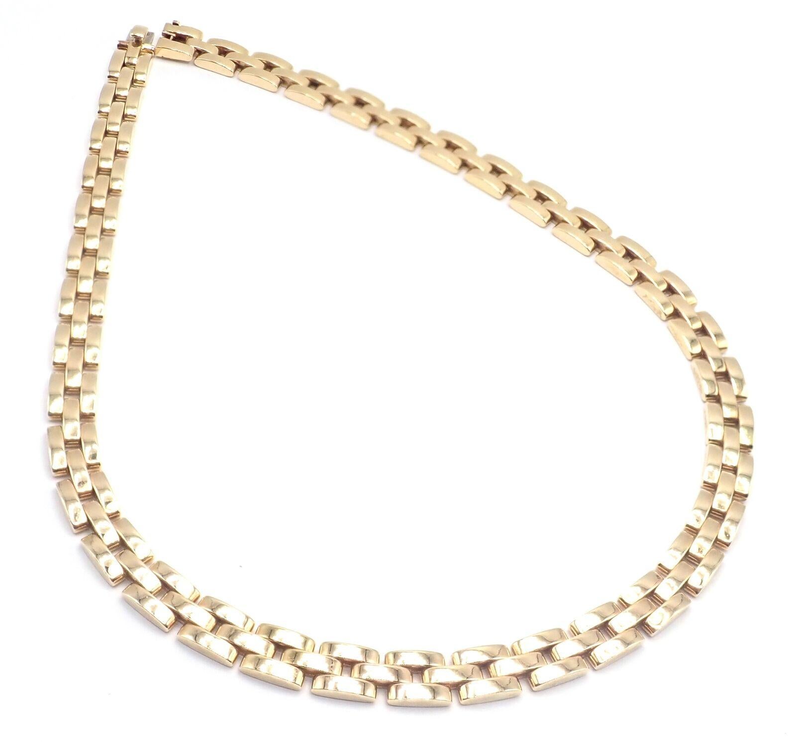 Cartier Maillon Panthere Dreireihige Gelbgold-Halskette im Angebot 2