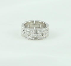 Cartier Maillon Panthère Triple Row Half-Paved Diamond 18K Gold Ring Band 53