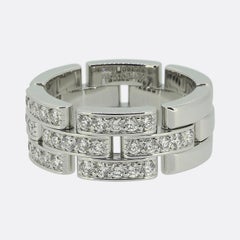 Cartier Maillon Panthère Triple Row Half-Paved Diamond Ring Size L (52)
