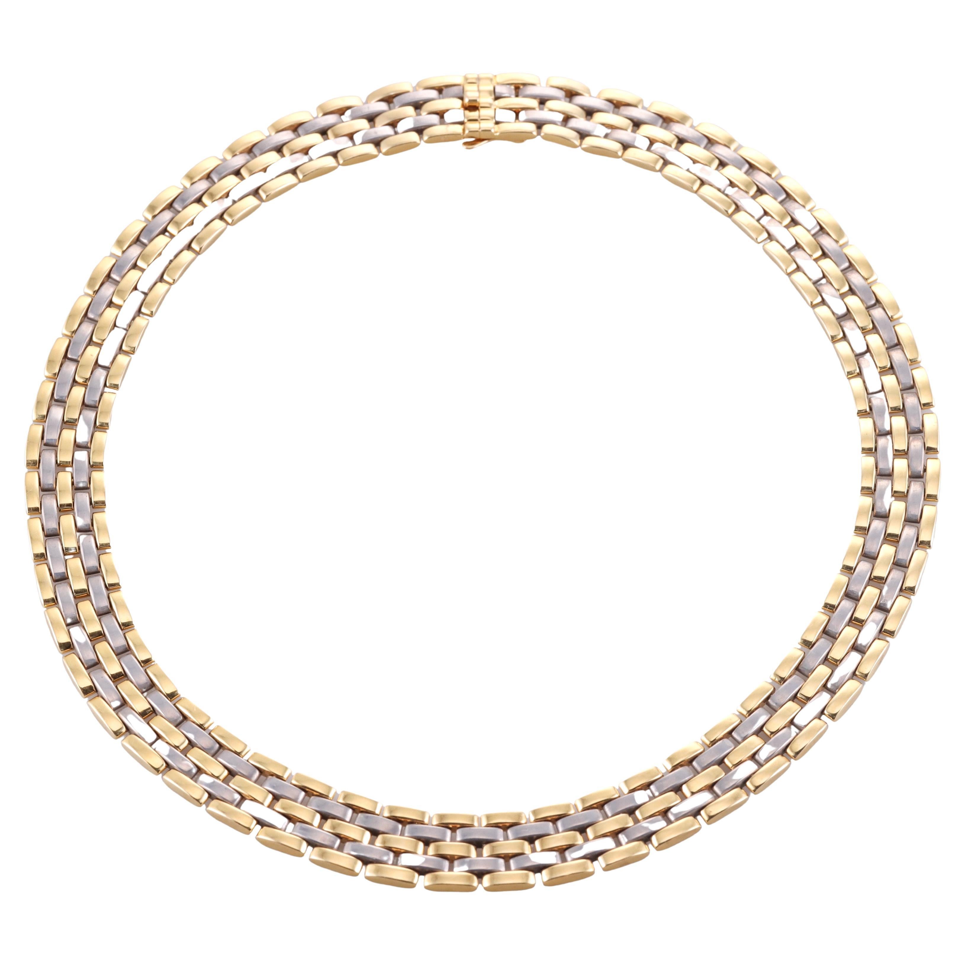 Cartier Maillon Panthere Two Tone Gold Necklace For Sale