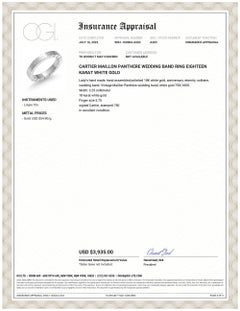 Cartier Maillon Panthere Wedding Size 5.75 Band Ring Eighteen Karat White Gold
