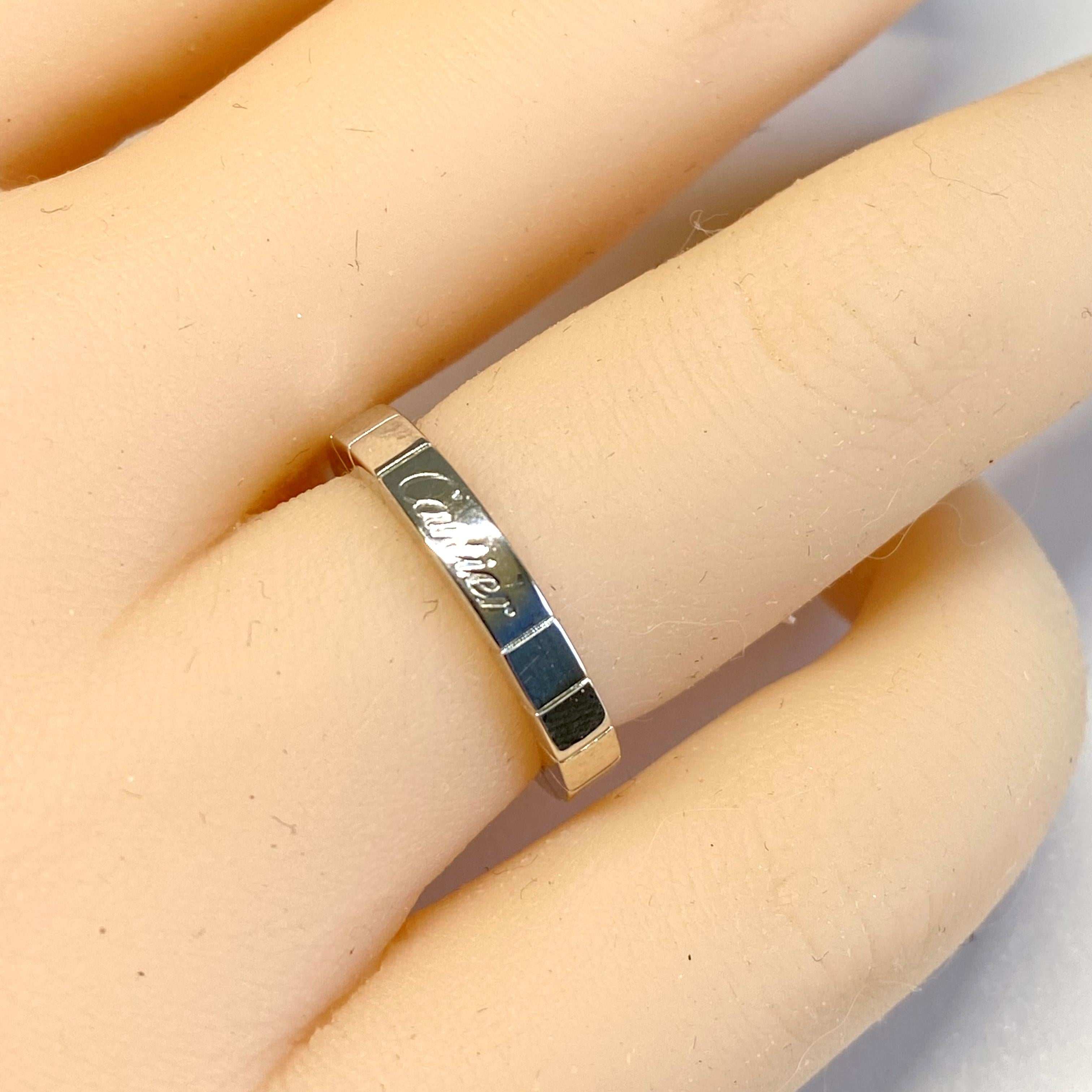 Anillo Cartier Vintage 3.25 MM Maillon Panthere Oro Blanco 18 Kilates Talla 5.75 en venta 4