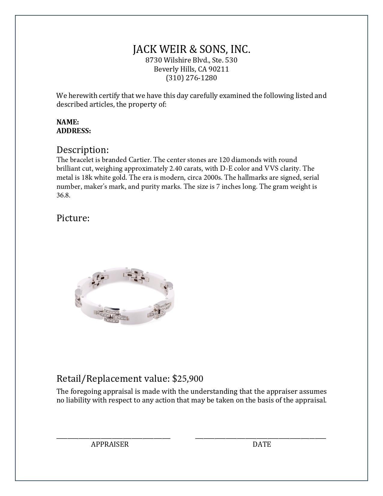 Cartier Weißgold-Armband, Maillon Panthere Weiß Keramik Diamant Weißgold (Brillantschliff)