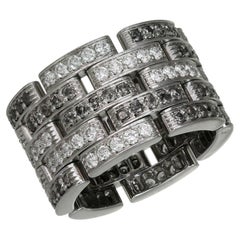 Cartier Maillon Panthere White Grey Diamond 18k White Gold 5-Row Ring 54