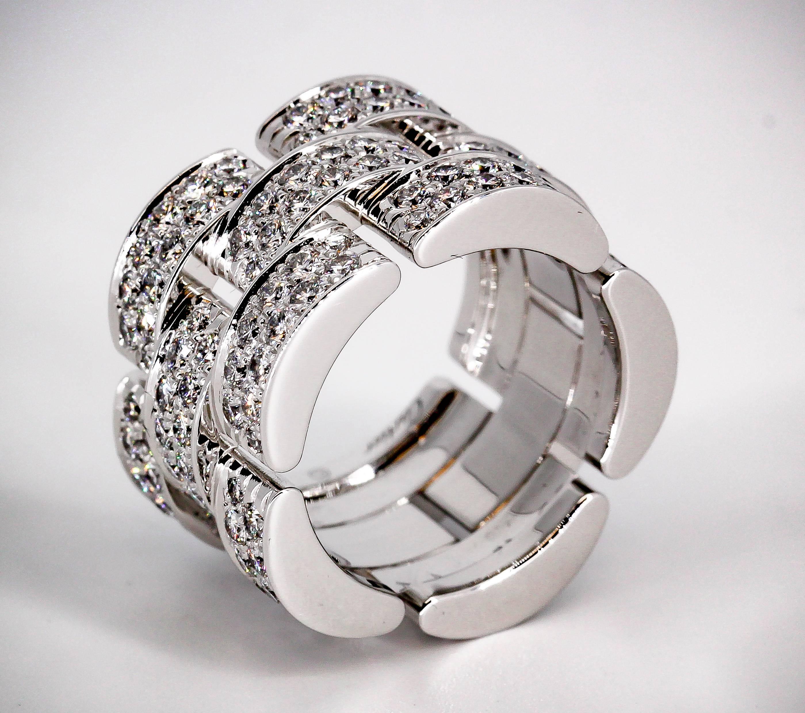 Contemporary Cartier Maillon Panthere Extra-Large Diamond Gold Band